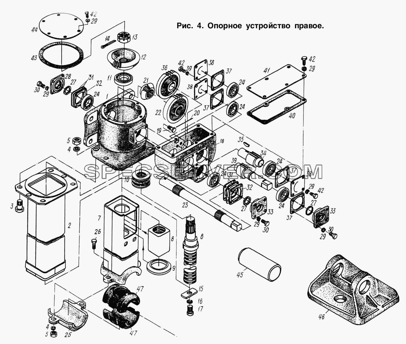 Опорное устройство правое для МАЗ-93892 (список запасных частей)