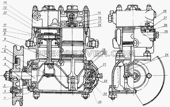 Компрессор 500-3509015-Б1 для МоАЗа-7505 (список запасных частей)