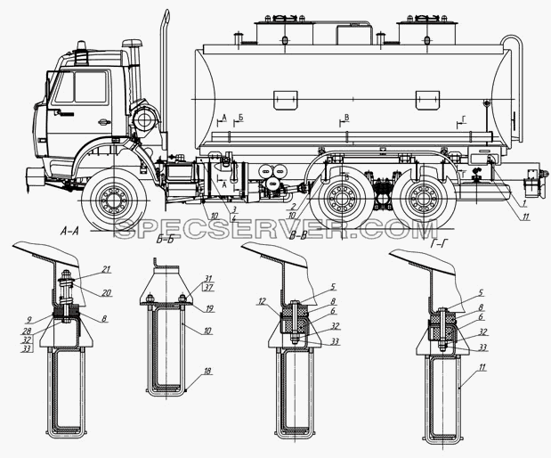 5633-8516000 Установка цистерны для НефАЗа-6606 (список запасных частей)