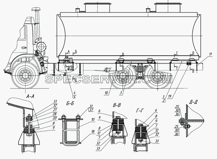 66052-02-8516000 Установка цистерны для НефАЗа-6606 (список запасных частей)