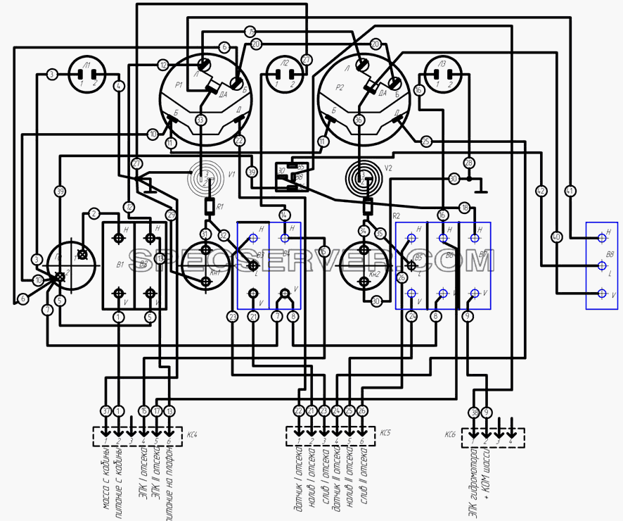 66052-3718425 Э4 Схема электрическая соединений для НефАЗа-6606 (список запасных частей)