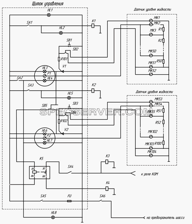 Установка электрооборудования (c насосом) для НефАЗа-6606 (список запасных частей)