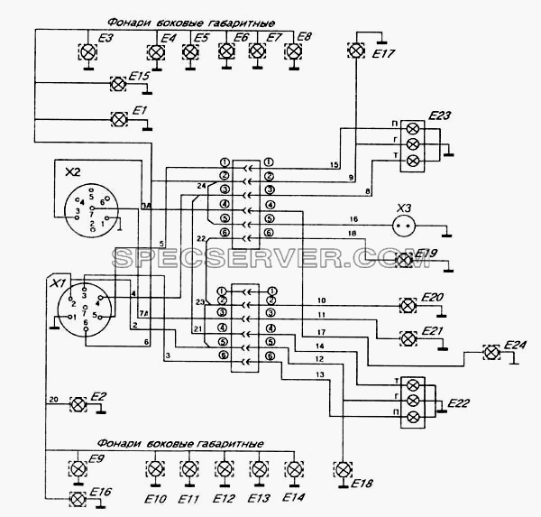 Схема электрическая для НефАЗа-93341 (список запасных частей)