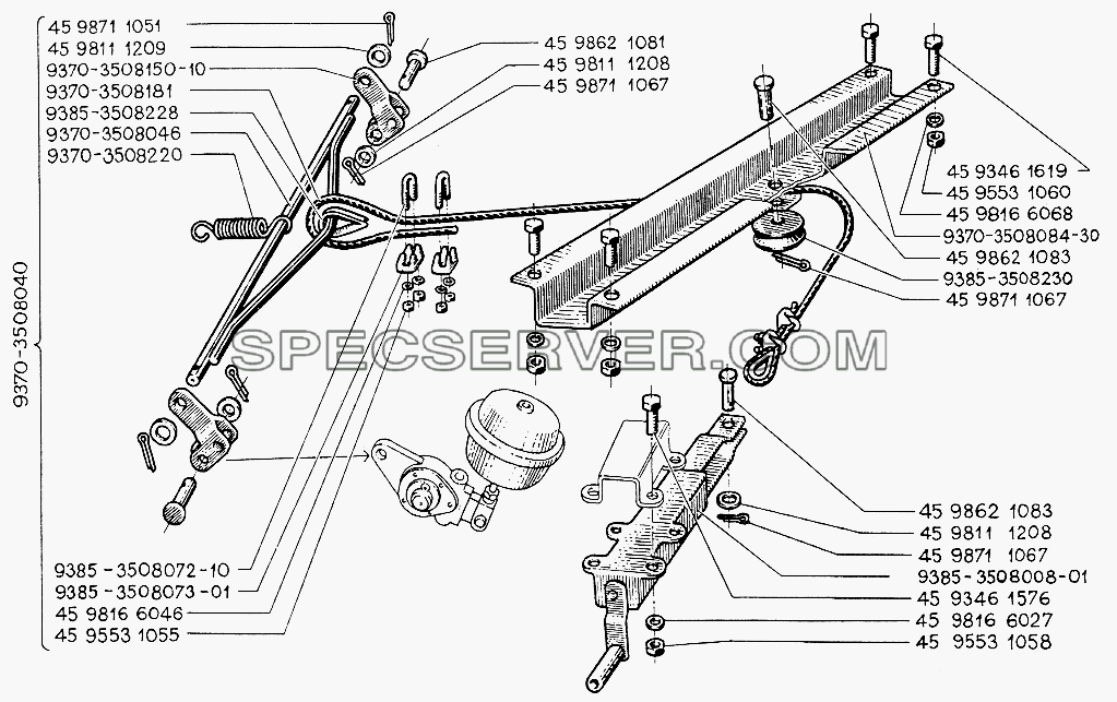 Привод стояночного тормоза для НефАЗа-937006/07-01 (список запасных частей)