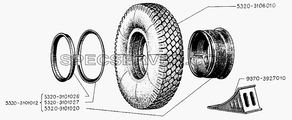 Колесо с шиной для НефАЗа-9385/07 (список запасных частей)