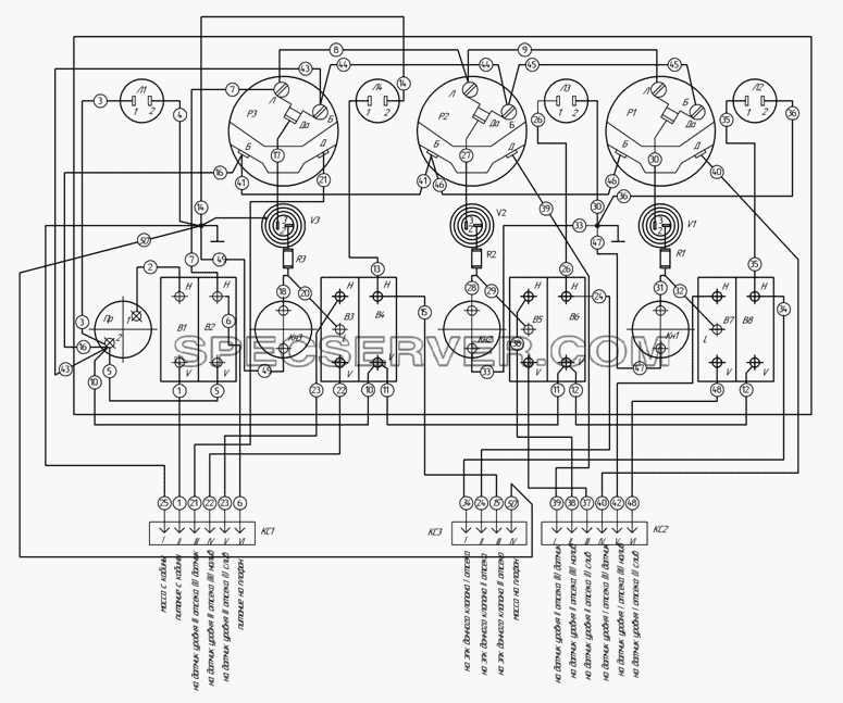 9693-3718400Э4 Схема электрическая щитка для НефАЗа-96742 (список запасных частей)