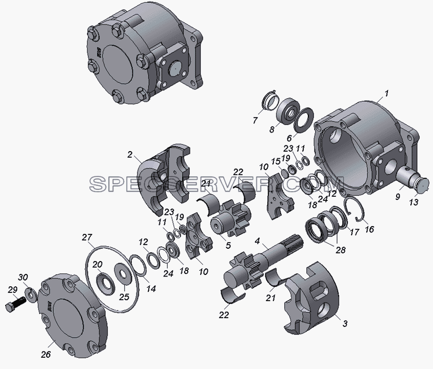 ГМШ32-3-Л-00 Гидромотор шестеренный левого вращения для НефАЗа-96891-10 (список запасных частей)