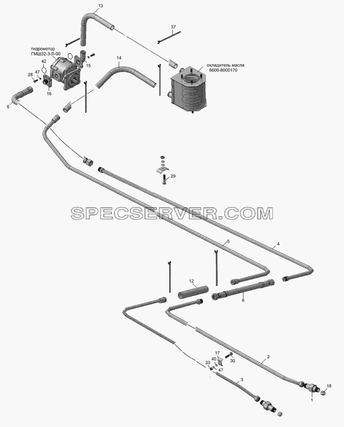 96891-01-1922010 Установка маслопроводов для НефАЗа-96891-10 (список запасных частей)