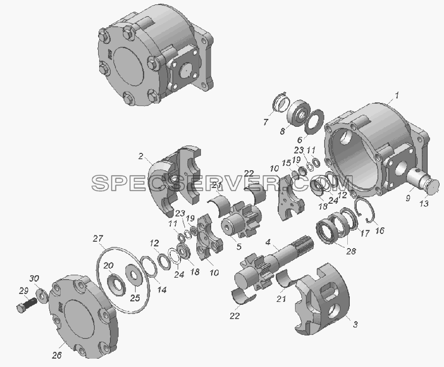 ГМШ 32-3-Л-00 Гидромотор шестеренный для НефАЗа-96931-10-07 (список запасных частей)