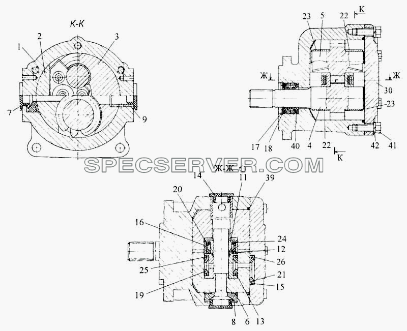 Гидромотор шестеренный для НефАЗа-9693 (список запасных частей)