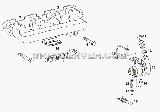 EXHAUST MANIFOLD AND TURBOCHARGER для LP/LPT 613 LHD (список запасных частей)