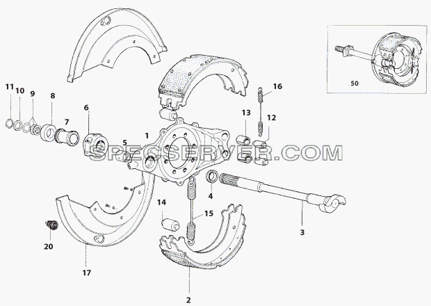 REAR WHEEL BRAKE (S-CAM) для LP/LPT 613 LHD (список запасных частей)