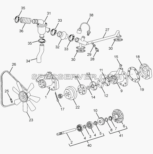 WATER PUMP 357175, 357174 для SFC 407 LHD Euro II (список запасных частей)