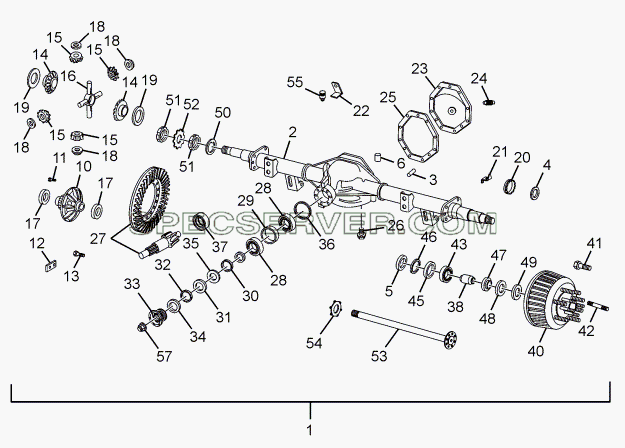 REAR AXLE(SINGLE TYPE) для SFC 407 LHD Euro II (список запасных частей)