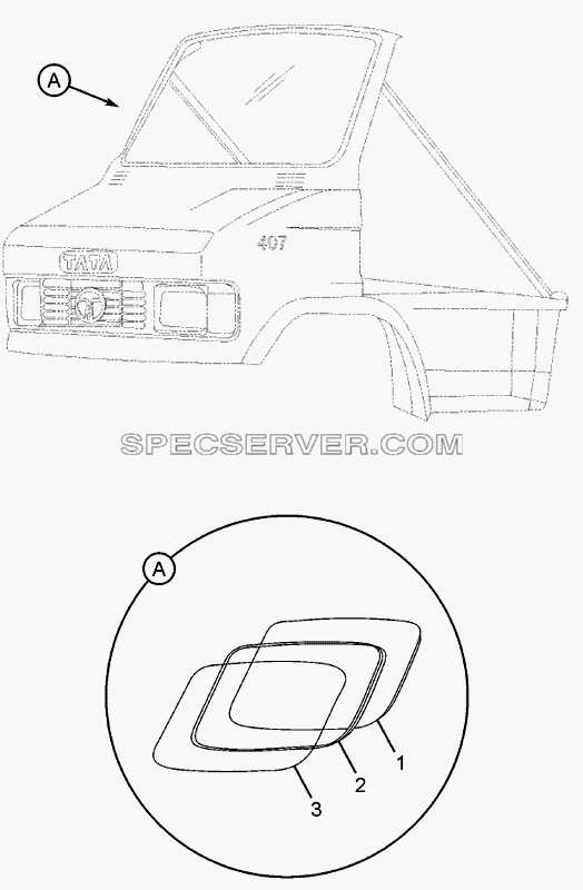 WINDSHIELD GLASS 357173 для SFC 407 LHD Euro II (список запасных частей)
