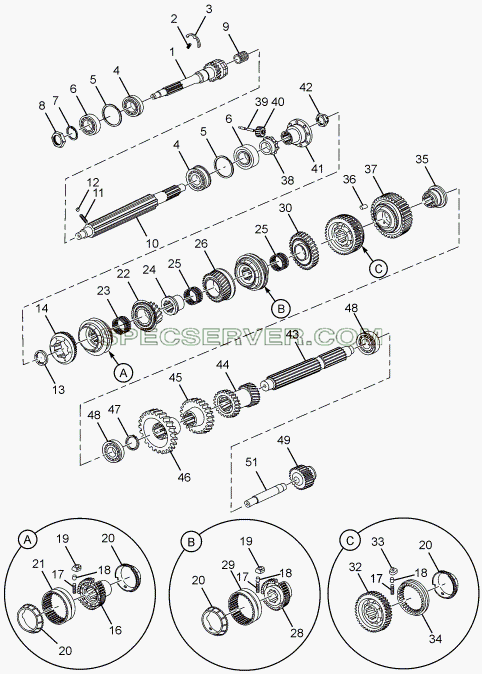 GEAR SHAFT AND GEAR для LPT 613 LHD EURO II (список запасных частей)