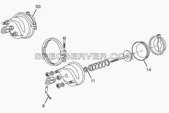 FRONT BRAKE CHAMBER для LPT 613 LHD EURO II (список запасных частей)