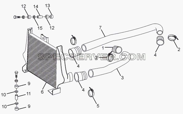 INTERCOOLER AND CONNECTIONS для LPT 613 Euro-III (список запасных частей)