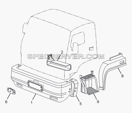 BUMPER, FENDER (TILT CAB) для LPT 1618 ТС/52 (список запасных частей)