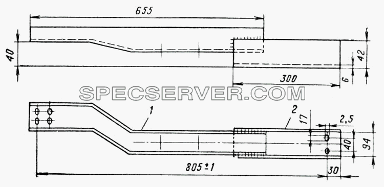 Эскиз доработки правого кронштейна раздаточной коробки (Рис. 49) для Урал-375 (список запасных частей)