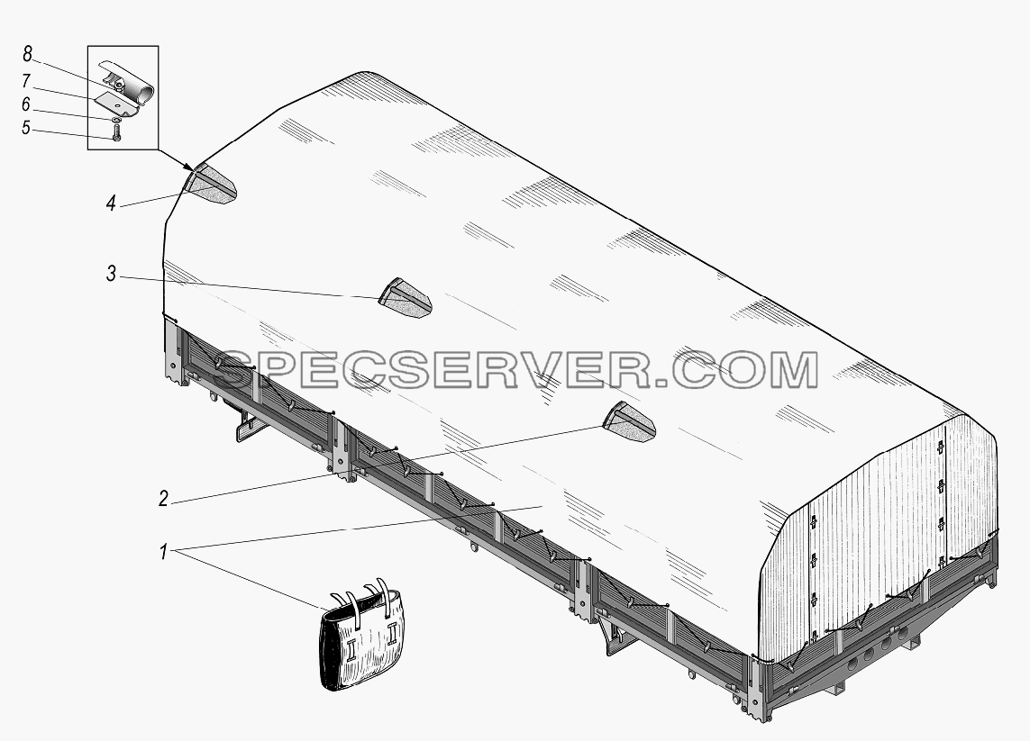 Тент для Урал-4320-1151-59 (список запасных частей)