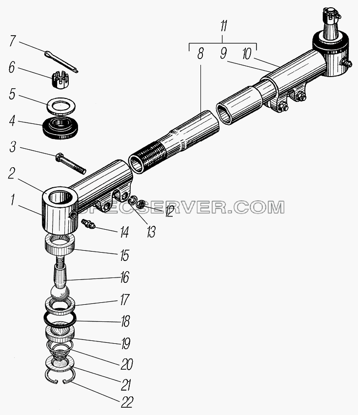 Тяга рулевой трапеции для Урал-4320-1151-59 (список запасных частей)