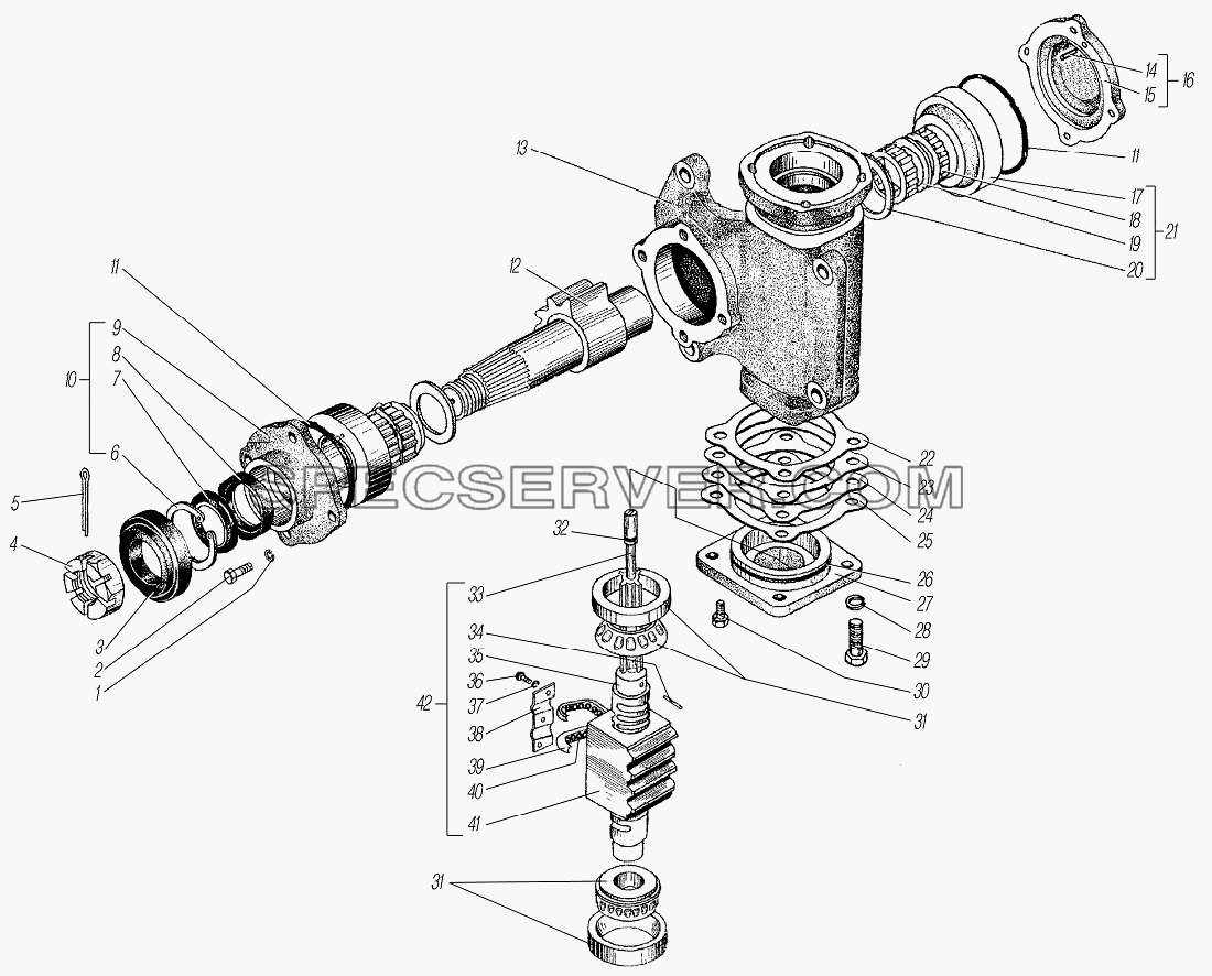 Механизм рулевой для Урал-4320-1951-58 (список запасных частей)