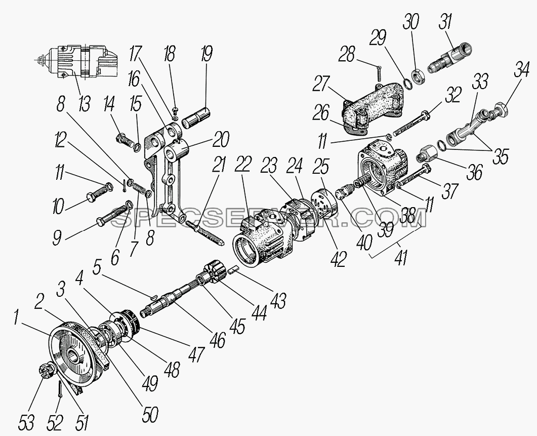 Насос гидроусилителя руля для Урал-4320-1951-58 (список запасных частей)