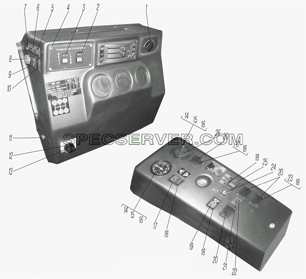 Щиток выключателей для Урал-4320-1951-58 (список запасных частей)