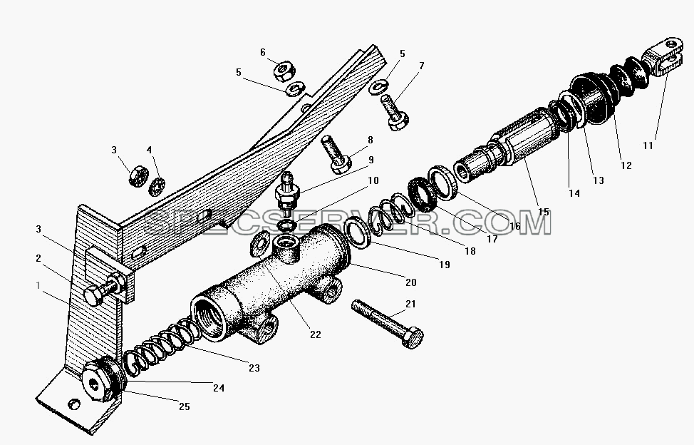 Цилиндр гидравлический для Урал-4320-41 (список запасных частей)