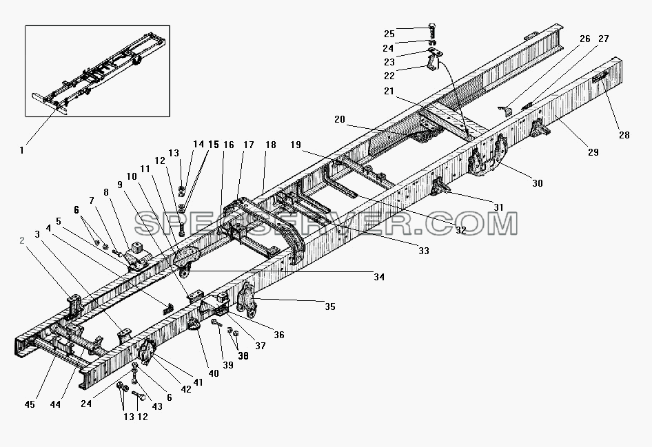 Рама для Урал-4320-41 (список запасных частей)