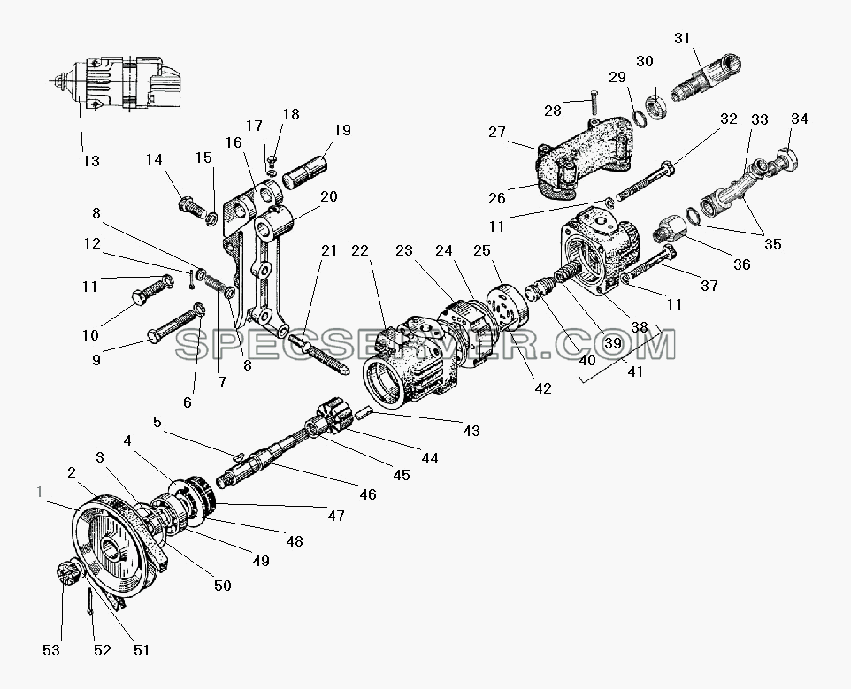 Насос гидроусилителя руля для Урал-4320-41 (список запасных частей)