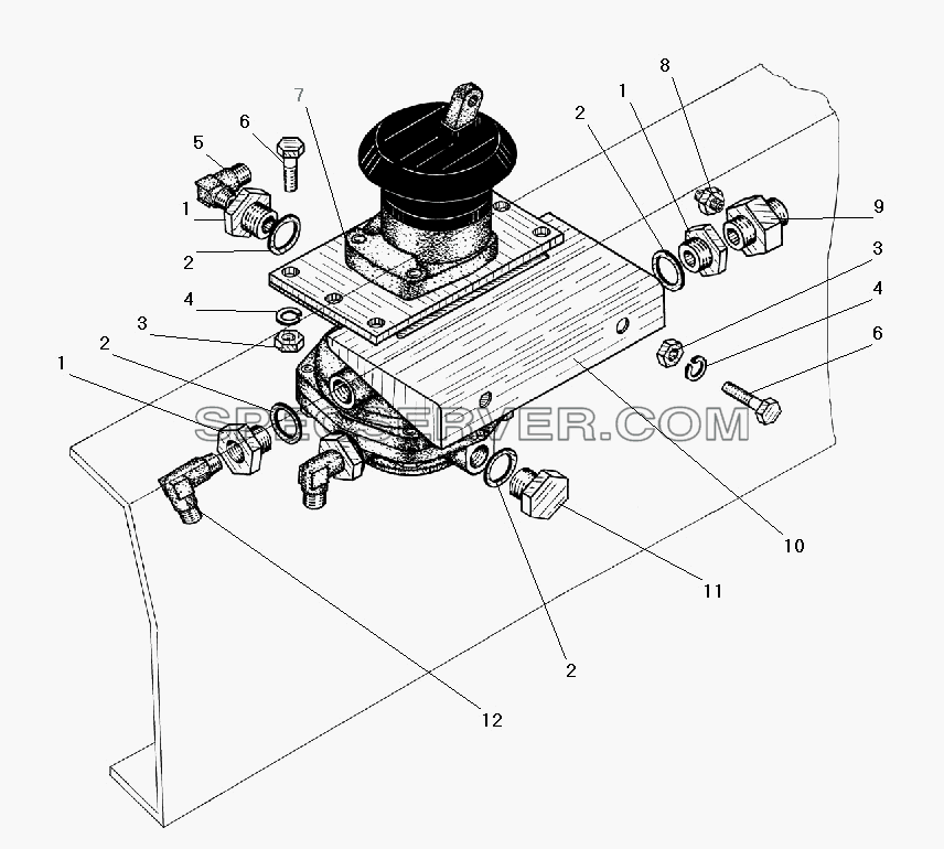 Установка тормозного крана для Урал-4320-41 (список запасных частей)