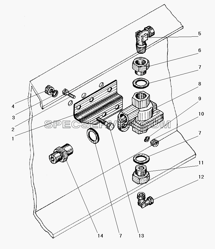 Установка двухмагистрального клапана для Урал-4320-41 (список запасных частей)