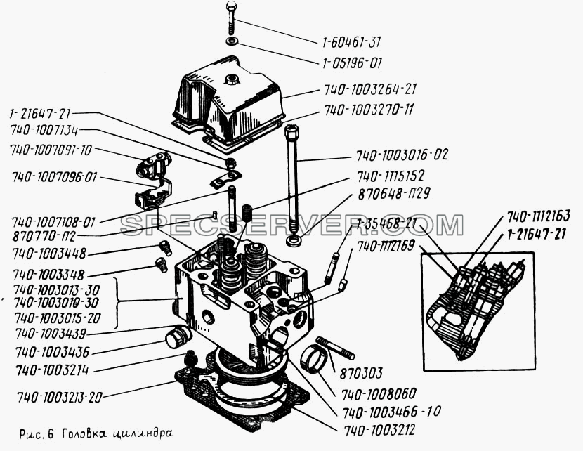Головка цилиндра для Урал-43202 (список запасных частей)