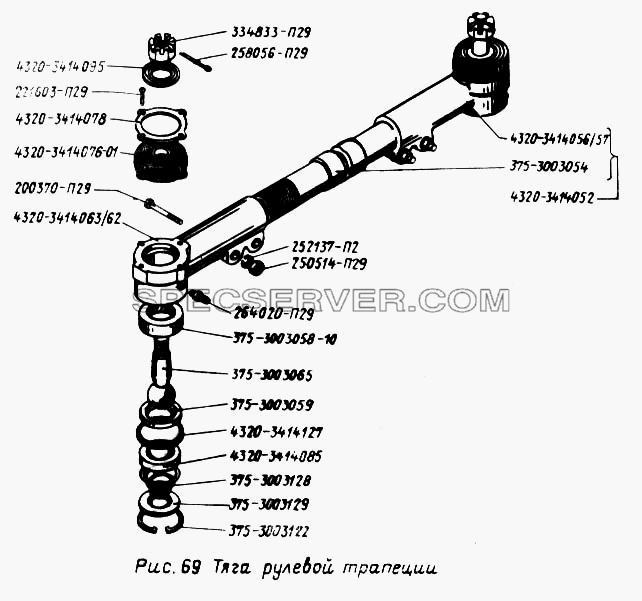Тяга рулевой трапеции для Урал-43202 (список запасных частей)