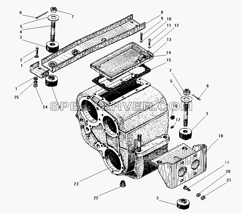 Картер и подвеска раздаточной коробки для Урал-43206-41 (список запасных частей)