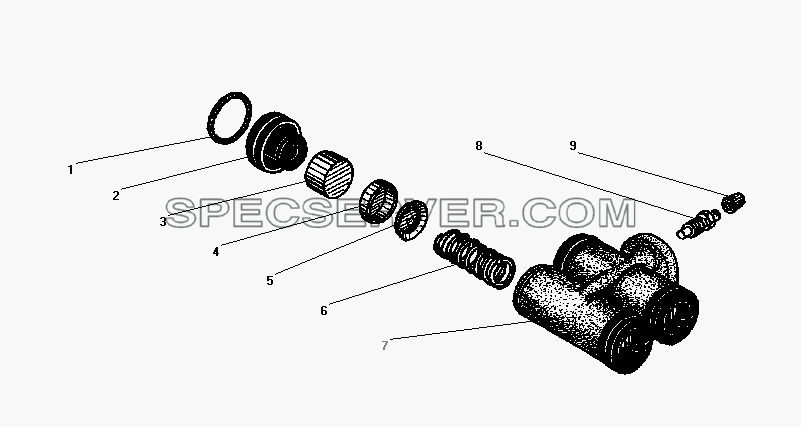 Цилиндр колесный в сборе для Урал-43206-41 (список запасных частей)