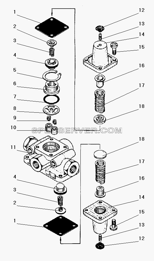 Тройной защитный клапан для Урал-43206-41 (список запасных частей)