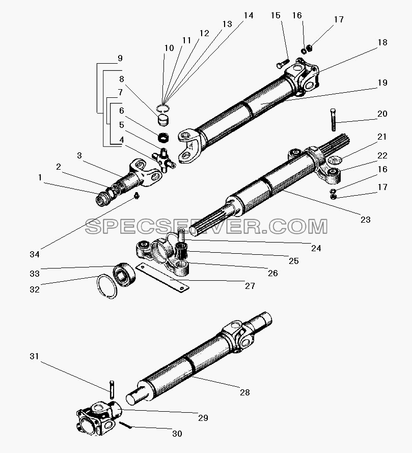 Привод лебедки для Урал-43206-41 (список запасных частей)
