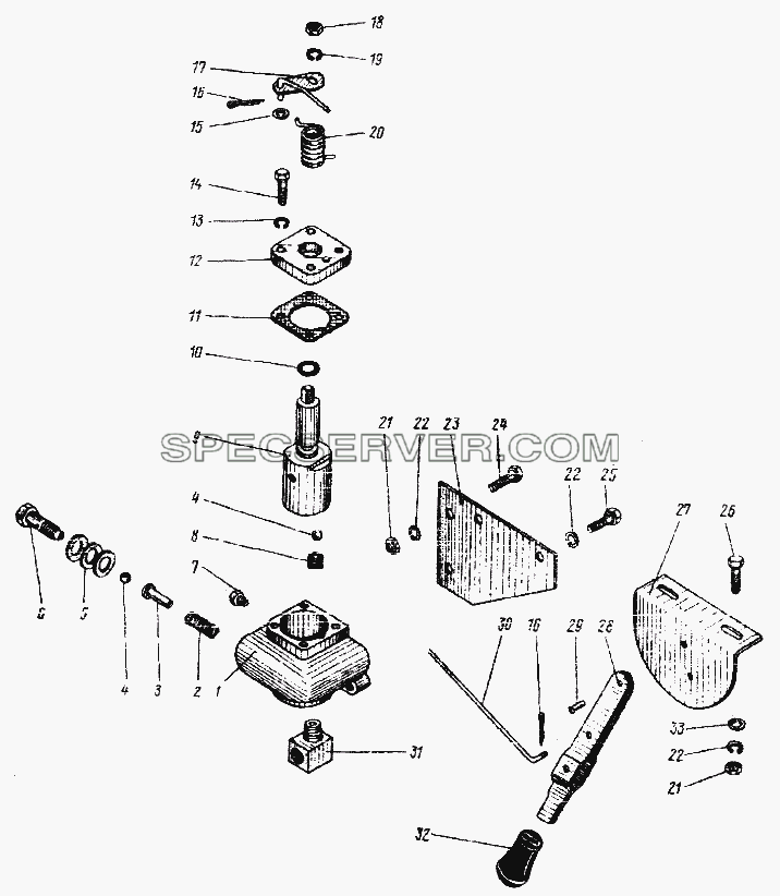 Кран гидроподъемника для Урал-4320 (список запасных частей)