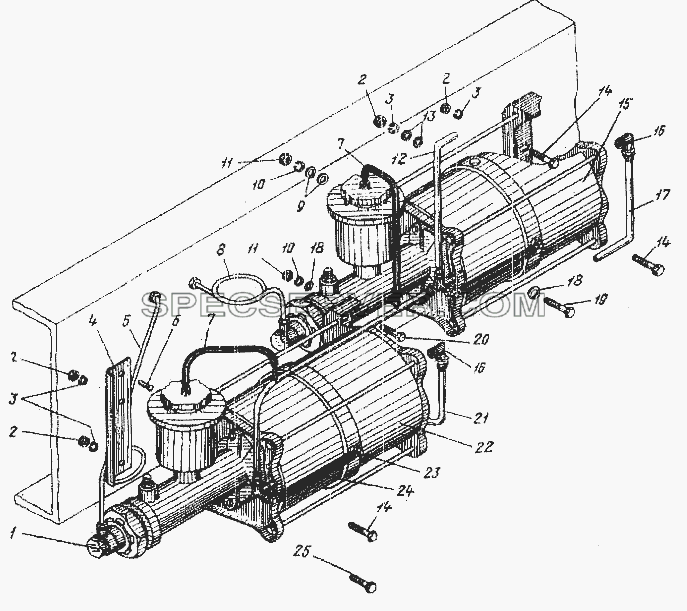Установка силовых агрегатов для Урал-4320 (список запасных частей)