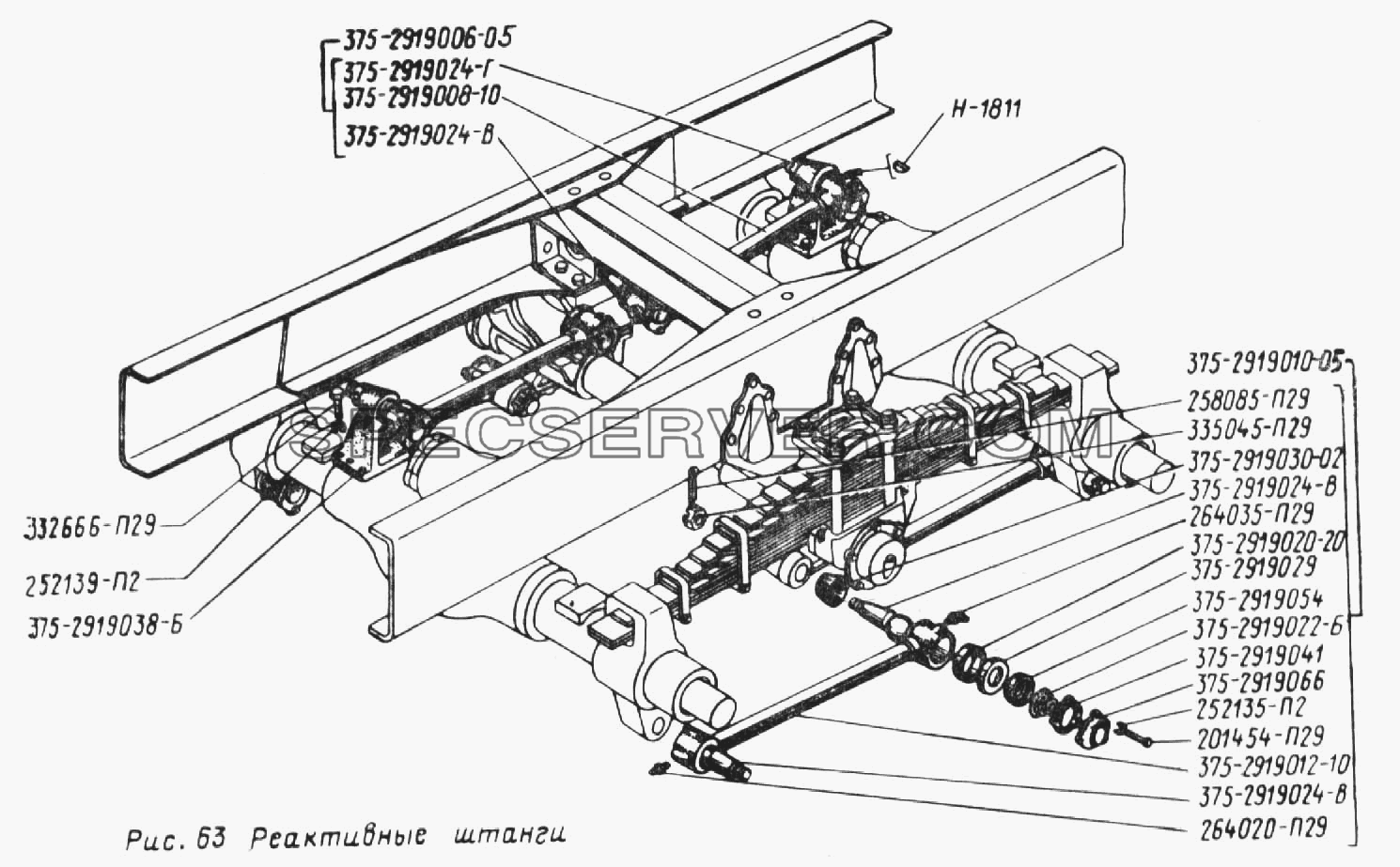 Реактивные штанги для Урал-4320 (список запасных частей)
