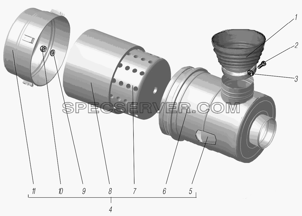 Фильтр воздушный для Урал-44202-0511-58 (список запасных частей)