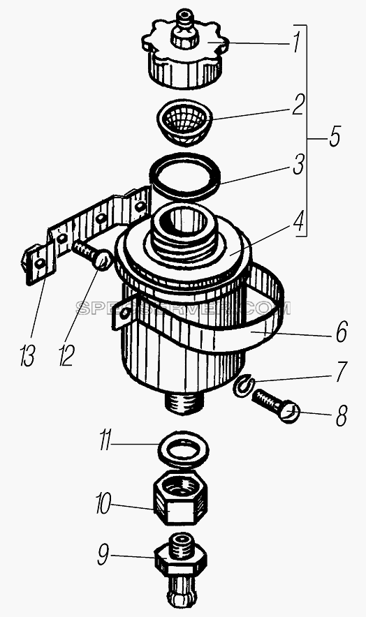 Установка бачка привода сцепления для Урал-44202-0511-58 (список запасных частей)