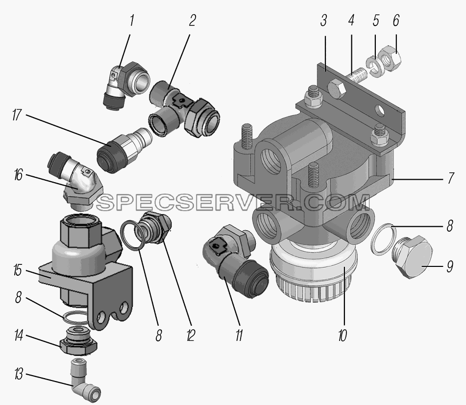 Установка клапана ускорительного для Урал-44202-0511-58 (список запасных частей)