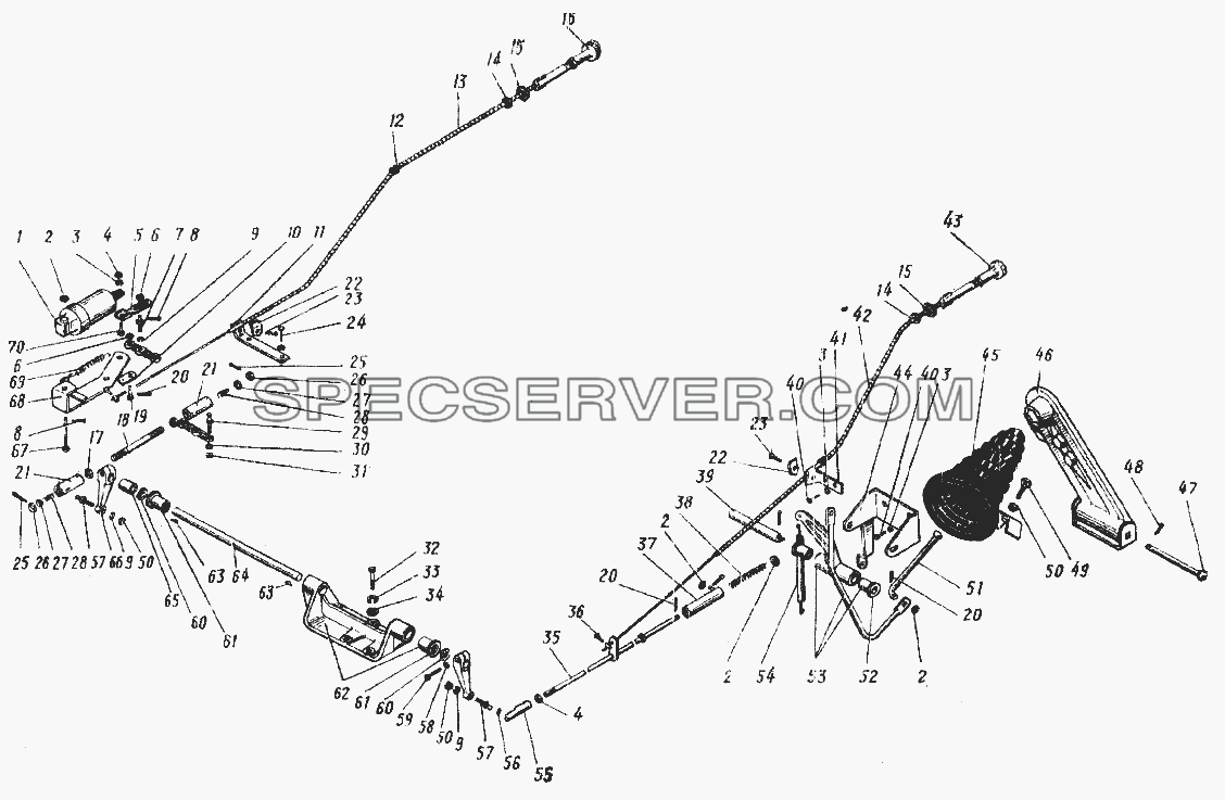 Акселератор и привод управления регулятором для Урал-4420 (список запасных частей)