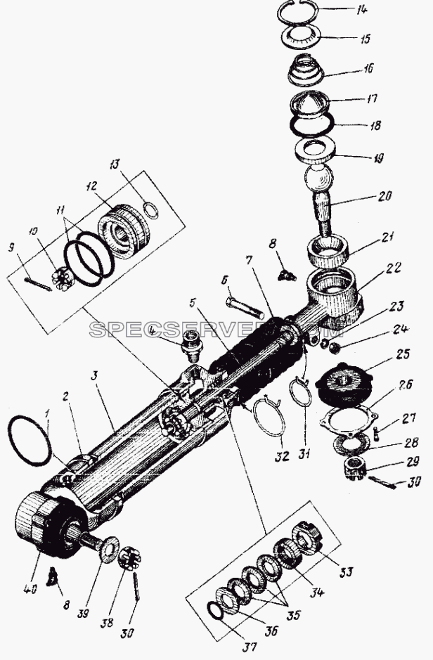 Механизм усилительный рулевого управления для Урал-4420 (список запасных частей)