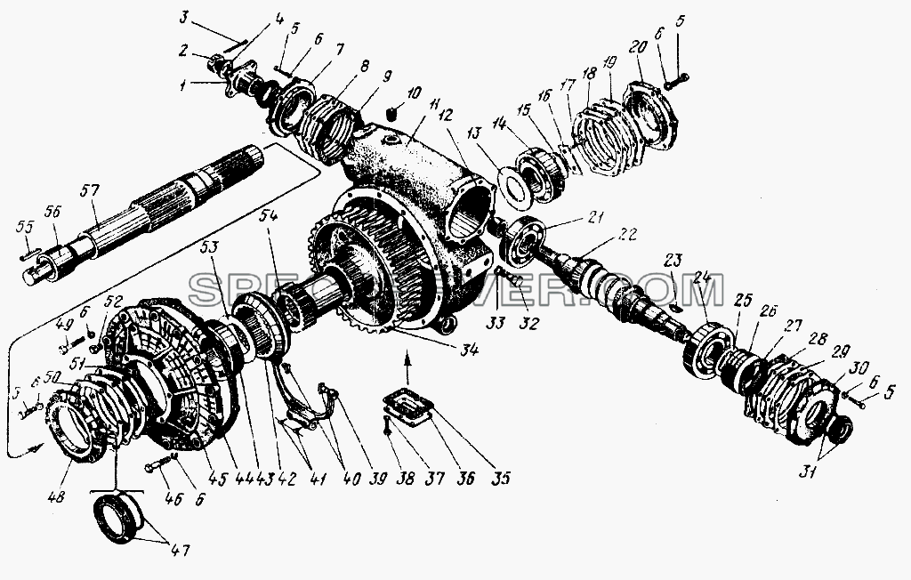 Редуктор лебедки для Урал-4420 (список запасных частей)