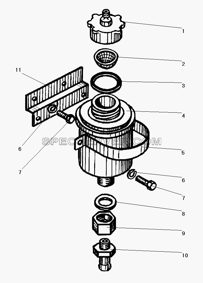 Установка бачка привода сцепления для Урал-5557-40 (список запасных частей)